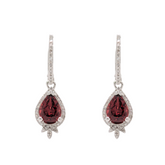 14K White Gold Pear Garnet Earring Dangles